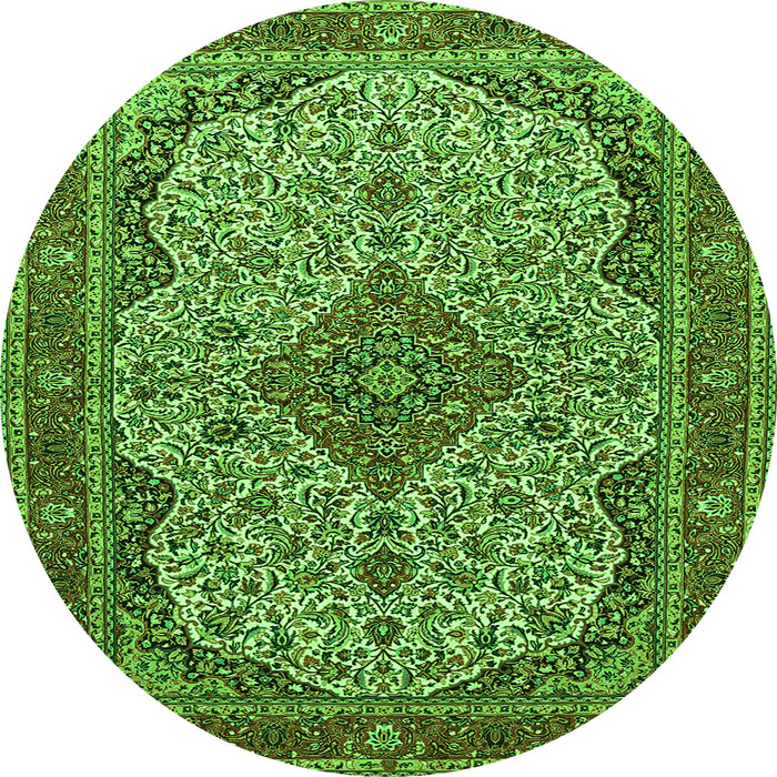 Square Medallion Green Traditional Rug, tr490grn
