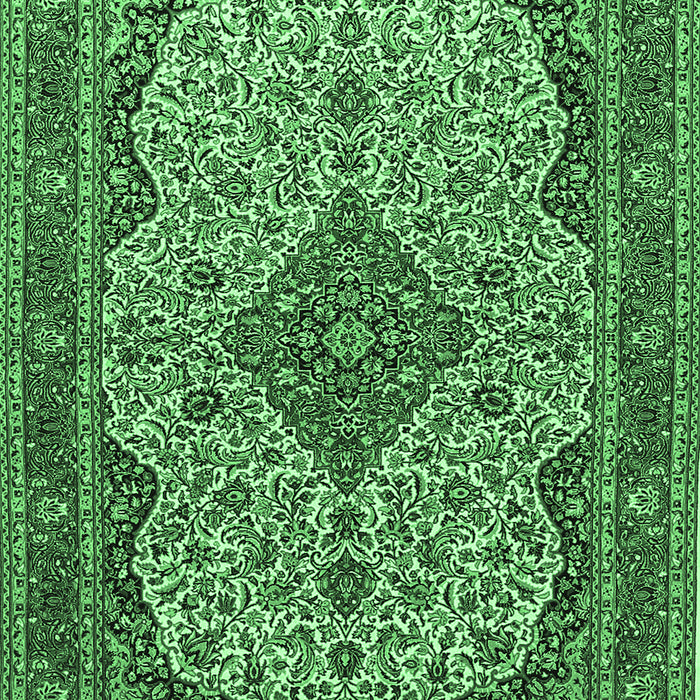 Machine Washable Medallion Emerald Green Traditional Area Rugs, wshtr490emgrn