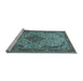 Sideview of Machine Washable Medallion Light Blue Traditional Rug, wshtr490lblu