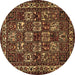 Round Animal Brown Traditional Rug, tr491brn