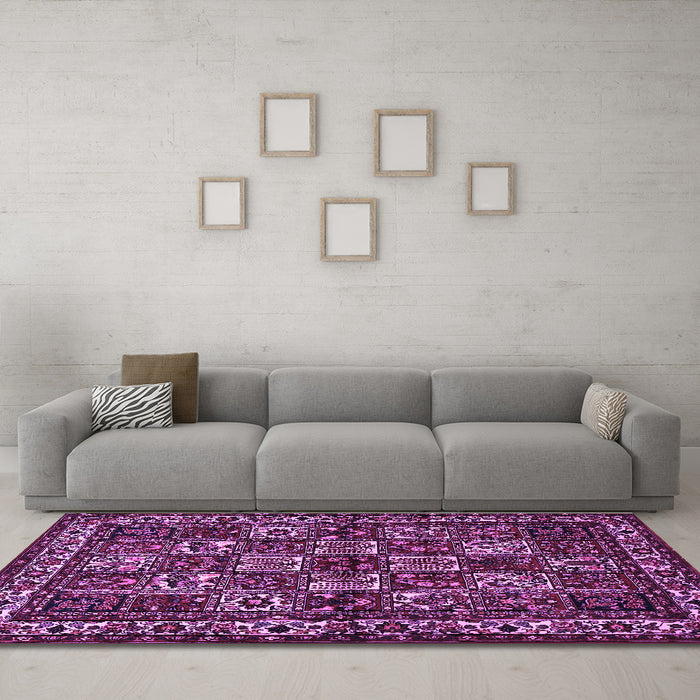 Machine Washable Animal Purple Traditional Area Rugs in a Living Room, wshtr491pur