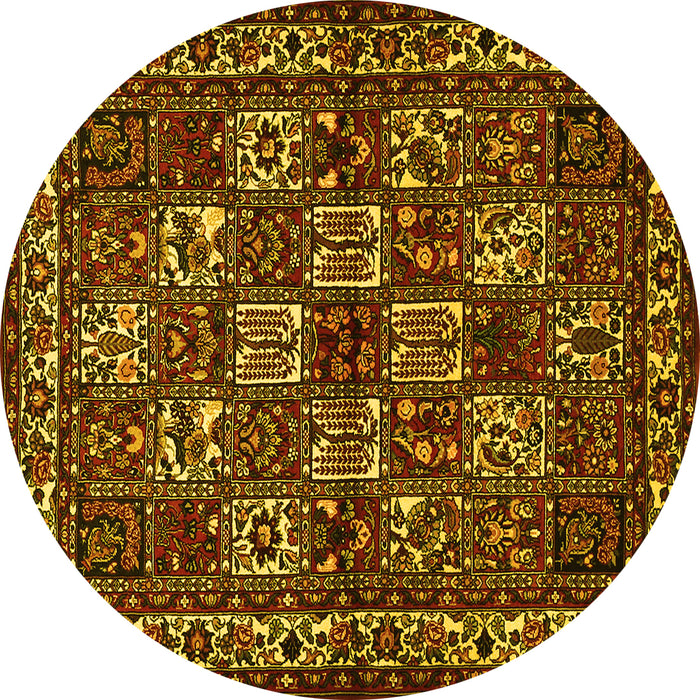 Round Animal Yellow Traditional Rug, tr491yw
