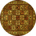 Round Animal Yellow Traditional Rug, tr491yw