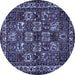 Round Machine Washable Animal Blue Traditional Rug, wshtr491blu