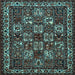 Square Machine Washable Animal Light Blue Traditional Rug, wshtr491lblu