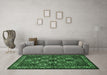 Machine Washable Animal Emerald Green Traditional Area Rugs in a Living Room,, wshtr491emgrn