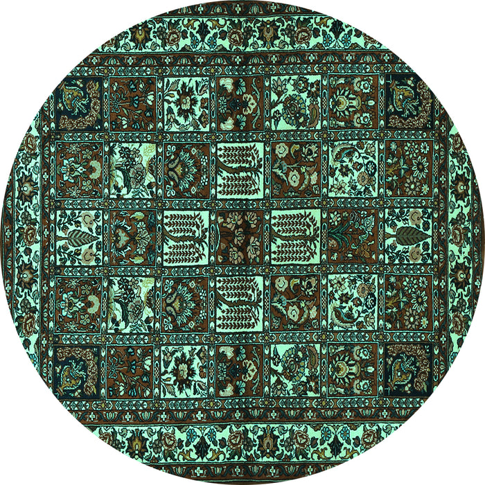 Round Machine Washable Animal Turquoise Traditional Area Rugs, wshtr491turq