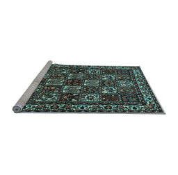 Sideview of Machine Washable Animal Light Blue Traditional Rug, wshtr491lblu