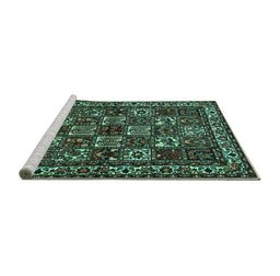 Sideview of Machine Washable Animal Turquoise Traditional Area Rugs, wshtr491turq
