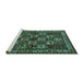 Sideview of Machine Washable Animal Turquoise Traditional Area Rugs, wshtr491turq