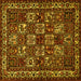 Square Animal Yellow Traditional Rug, tr491yw