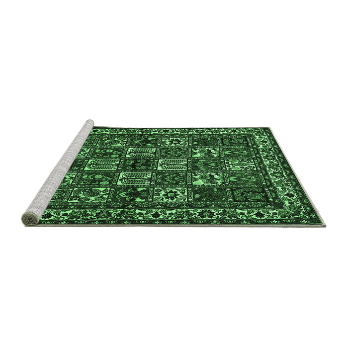 Sideview of Machine Washable Animal Emerald Green Traditional Area Rugs, wshtr491emgrn