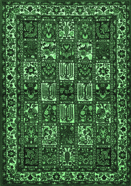 Animal Emerald Green Traditional Rug, tr491emgrn