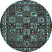 Round Animal Light Blue Traditional Rug, tr491lblu