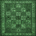 Square Animal Emerald Green Traditional Rug, tr491emgrn