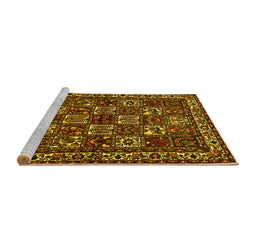 Sideview of Machine Washable Animal Yellow Traditional Rug, wshtr491yw