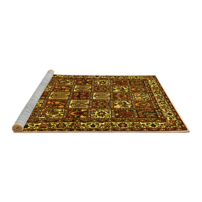 Sideview of Machine Washable Animal Yellow Traditional Rug, wshtr491yw