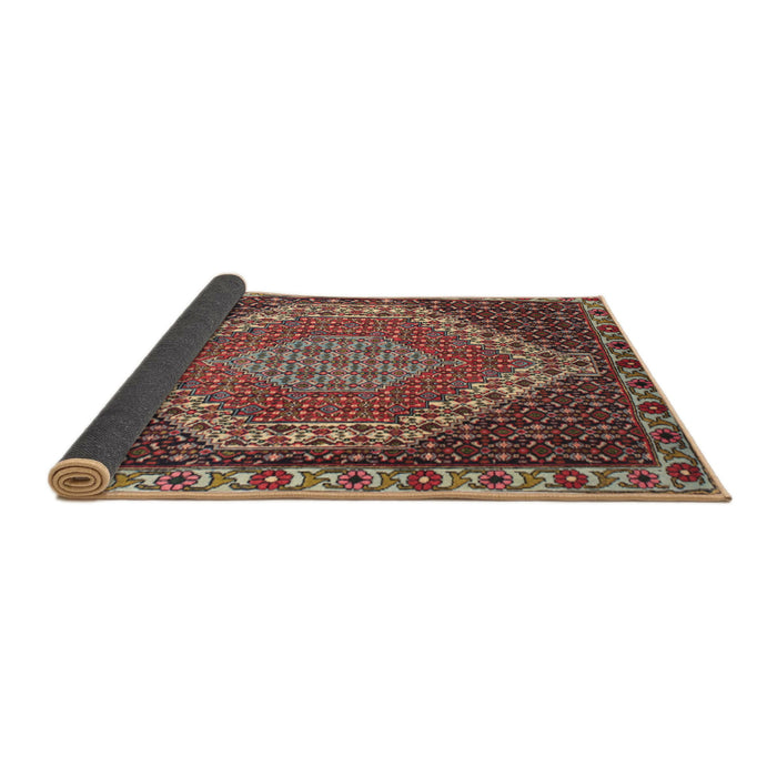 Sideview of Traditional Dark Almond Brown Medallion Rug, tr492