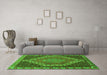 Machine Washable Medallion Green Traditional Area Rugs in a Living Room,, wshtr492grn