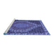 Sideview of Machine Washable Medallion Blue Traditional Rug, wshtr492blu