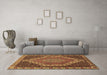 Machine Washable Medallion Brown Traditional Rug in a Living Room,, wshtr492brn