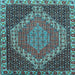 Square Medallion Light Blue Traditional Rug, tr492lblu