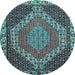 Round Medallion Light Blue Traditional Rug, tr492lblu