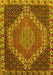 Machine Washable Medallion Yellow Traditional Rug, wshtr492yw