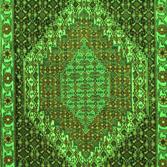 Serging Thickness of Machine Washable Medallion Green Traditional Area Rugs, wshtr492grn
