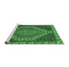 Sideview of Machine Washable Medallion Emerald Green Traditional Area Rugs, wshtr492emgrn