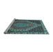 Sideview of Machine Washable Medallion Light Blue Traditional Rug, wshtr492lblu