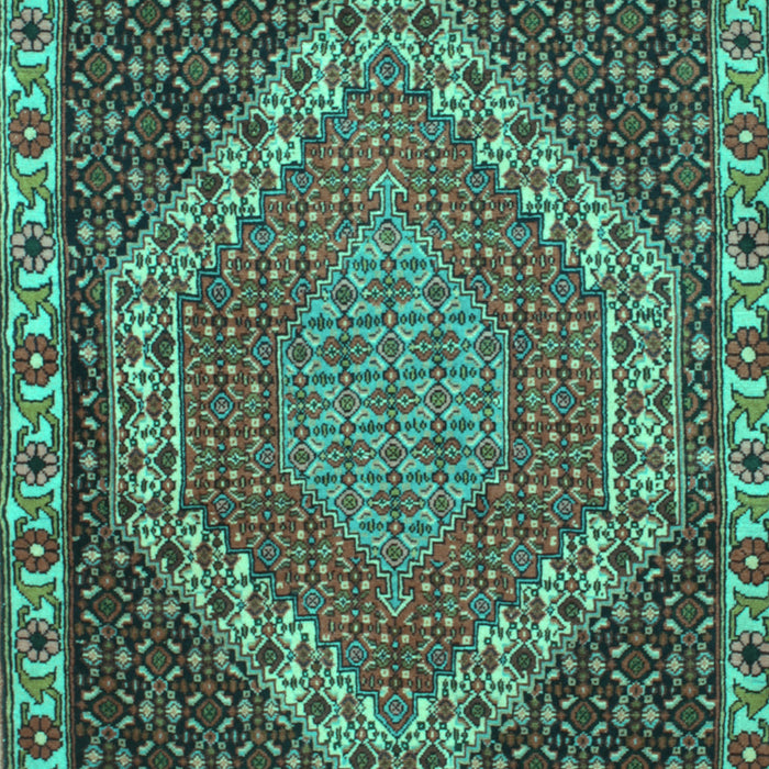 Machine Washable Medallion Turquoise Traditional Area Rugs, wshtr492turq