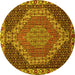 Round Medallion Yellow Traditional Rug, tr492yw