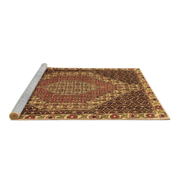Sideview of Machine Washable Medallion Brown Traditional Rug, wshtr492brn