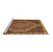 Sideview of Machine Washable Medallion Brown Traditional Rug, wshtr492brn