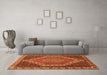 Machine Washable Medallion Orange Traditional Area Rugs in a Living Room, wshtr492org