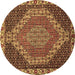 Round Medallion Brown Traditional Rug, tr492brn