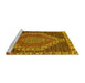 Sideview of Machine Washable Medallion Yellow Traditional Rug, wshtr492yw