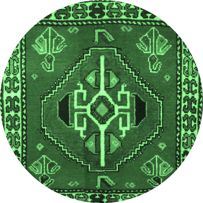 Round Persian Emerald Green Traditional Rug, tr493emgrn