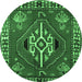 Round Persian Emerald Green Traditional Rug, tr493emgrn