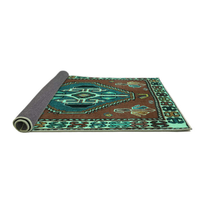 Sideview of Persian Turquoise Traditional Rug, tr493turq