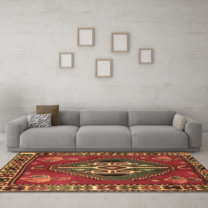 Machine Washable Persian Brown Traditional Rug in a Living Room,, wshtr493brn