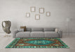 Machine Washable Persian Turquoise Traditional Area Rugs in a Living Room,, wshtr493turq