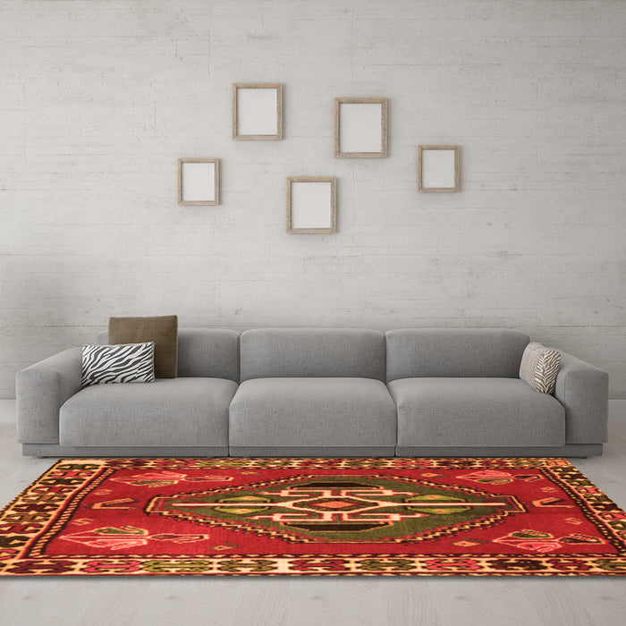 Machine Washable Persian Orange Traditional Area Rugs in a Living Room, wshtr493org