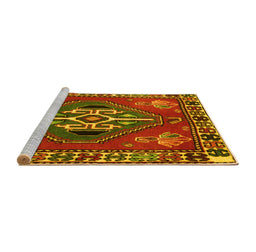 Sideview of Machine Washable Persian Yellow Traditional Rug, wshtr493yw