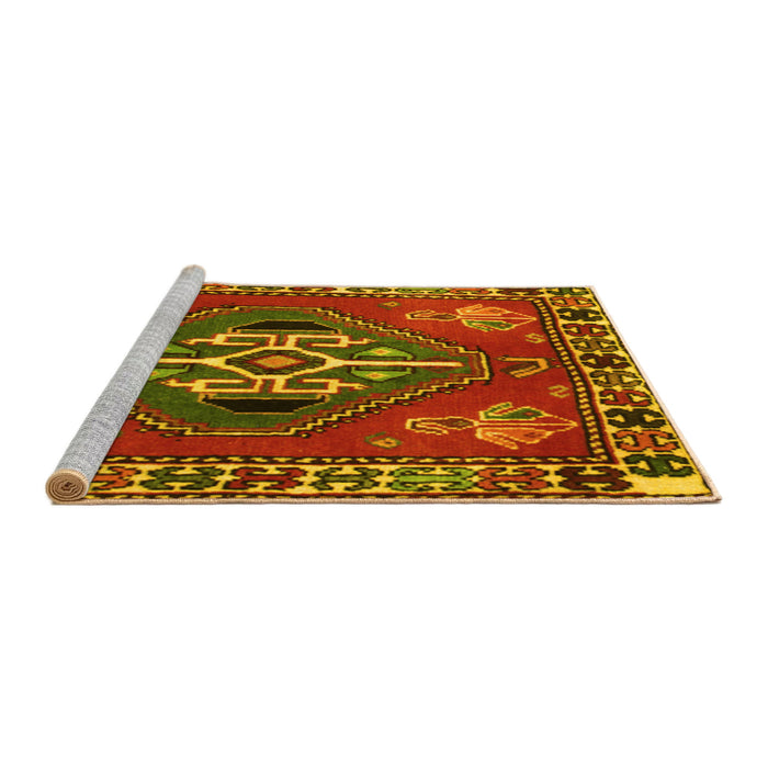 Sideview of Machine Washable Persian Yellow Traditional Rug, wshtr493yw