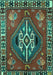 Machine Washable Persian Turquoise Traditional Area Rugs, wshtr493turq