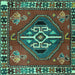 Square Machine Washable Persian Turquoise Traditional Area Rugs, wshtr493turq