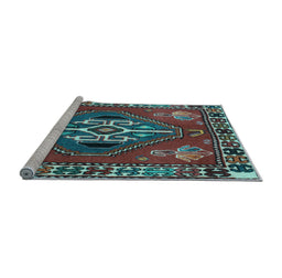 Sideview of Machine Washable Persian Light Blue Traditional Rug, wshtr493lblu
