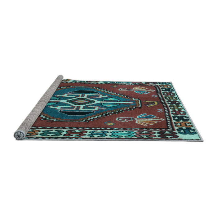 Sideview of Machine Washable Persian Light Blue Traditional Rug, wshtr493lblu